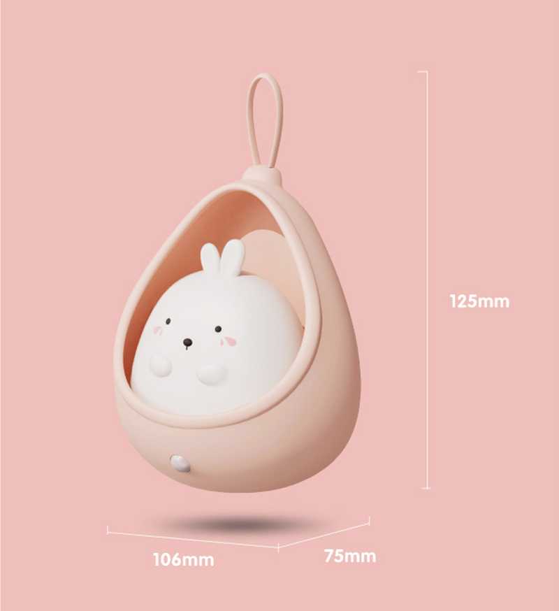 Cute Cartoon Cat Rabbit LED Night Light with Motion Sensor USB Rechargeable Silicone Night Lamp for Bedroom Kids Room Decor Gift