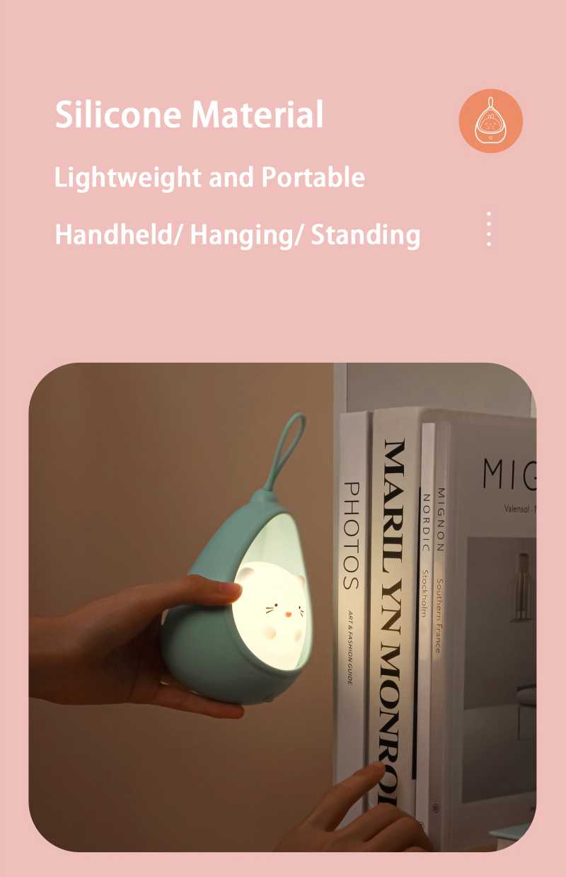 Cute Cartoon Cat Rabbit LED Night Light with Motion Sensor USB Rechargeable Silicone Night Lamp for Bedroom Kids Room Decor Gift