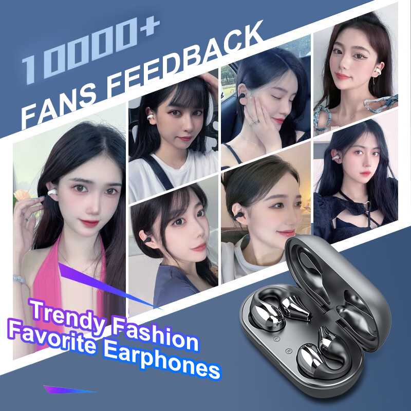 2022 NEW Bone Conduction Earphone Bluetooth 5.2 Ear Clip on Ear Earring Wireless Headphones Sports Headsets Ear Hook with Mic