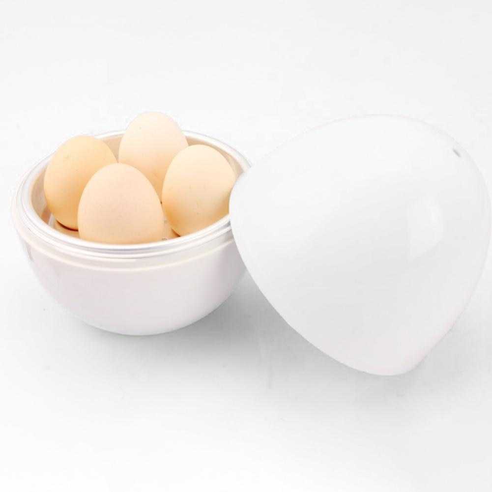 Egg Steamer Egg Boiler Practical 4 Eggs Capacity Egg-shaped Simple White Microwave for Breakfast