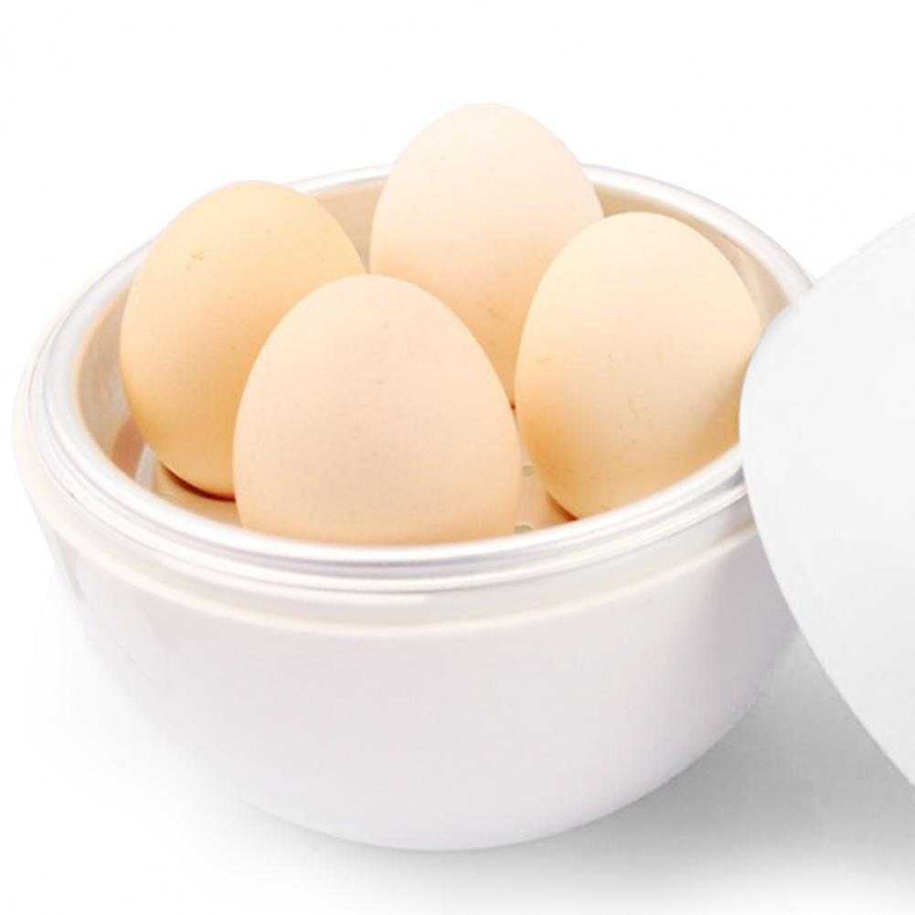 Egg Steamer Egg Boiler Practical 4 Eggs Capacity Egg-shaped Simple White Microwave for Breakfast