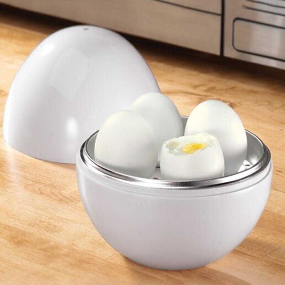 Egg Steamer Egg Boiler Practical 4 Eggs Capacity Egg-shaped Simple White Microwave for Breakfast