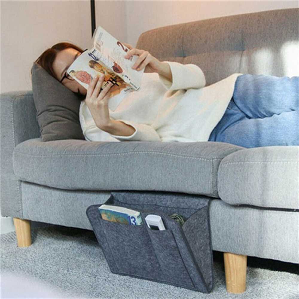 Felt Bedside Storage Organizer Phone Book Magazine Holder Pockets Hanging Storage Bag Baby Tissue Box for Bed Sofa Side Pouch