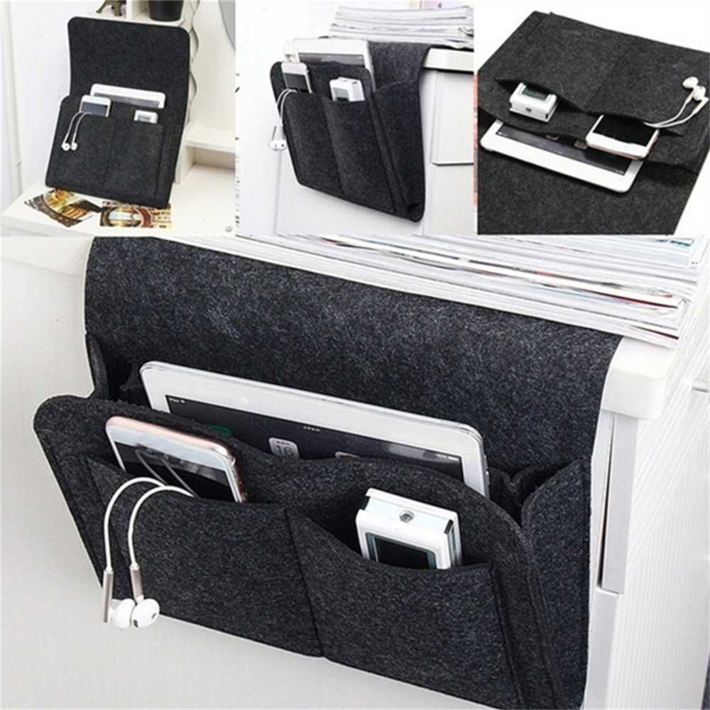 Felt Bedside Storage Organizer Phone Book Magazine Holder Pockets Hanging Storage Bag Baby Tissue Box for Bed Sofa Side Pouch