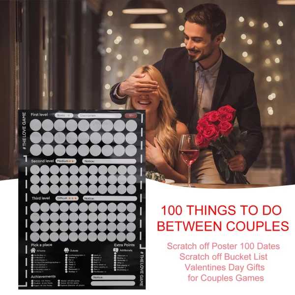 New 100 Things To Do Between Couples Couples Games Bedroom Scratch Off Poster 100 Dates Scratch Off List