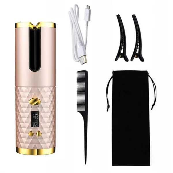 Popular Portable Cordless Automatic Ceramic Lcd Display Curler Usb Charging Rotating Curling Hair Styling Tool