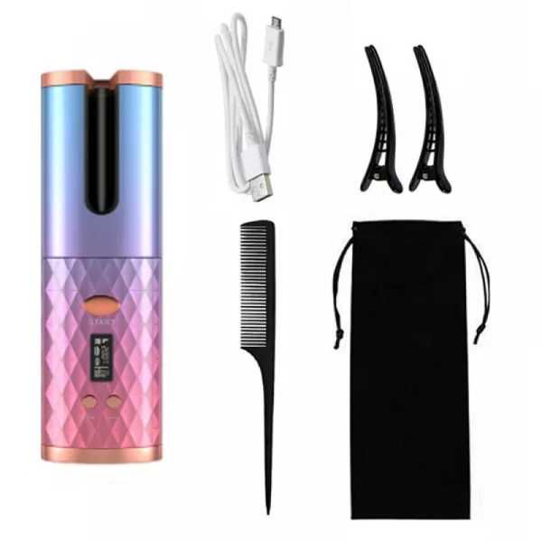 Popular Portable Cordless Automatic Ceramic Lcd Display Curler Usb Charging Rotating Curling Hair Styling Tool