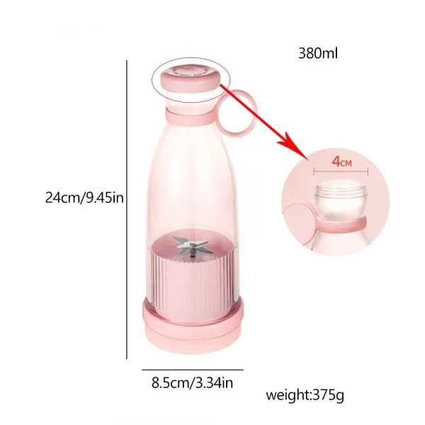 Rechargeable Mixers Fresh Fruit Juicers Blue/pink Usb Portable Juice Bottle Mini Fast Electric Blender Smoothie Ice Maker