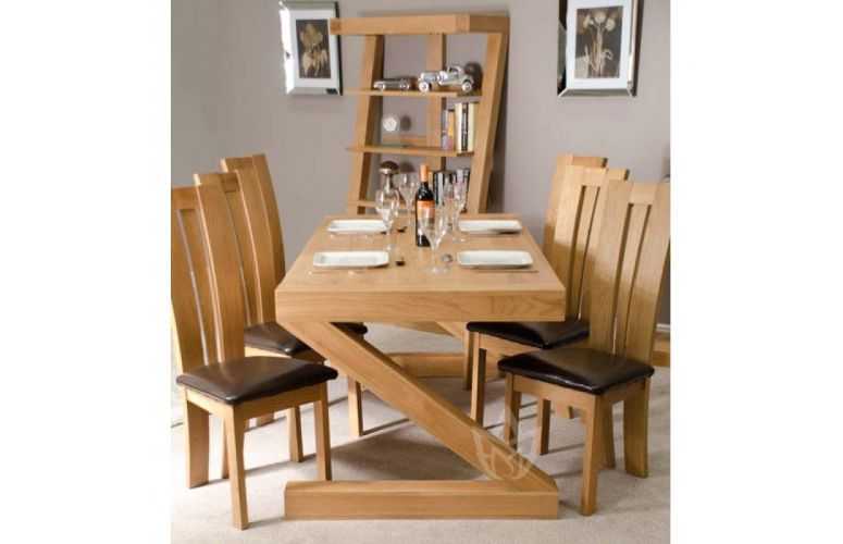 Most Up To Date Z Solid Oak Designer Large 6 Seater Dining Table With Chairs (Gallery 1 of 20)