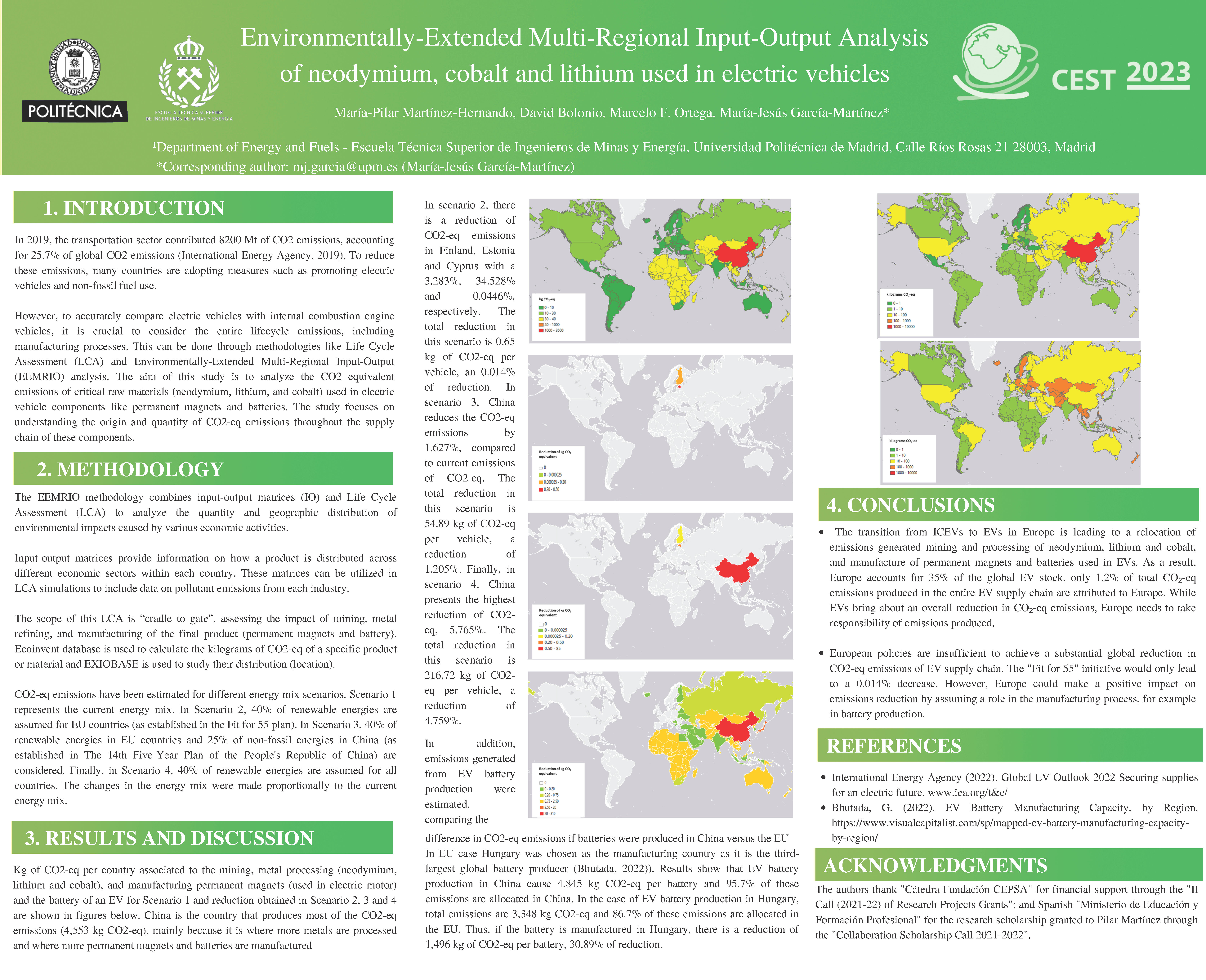 Environmentally-Extended Multi-Regional Input-Output Analysis of neodymium, cobalt and lithium used in electric vehicles