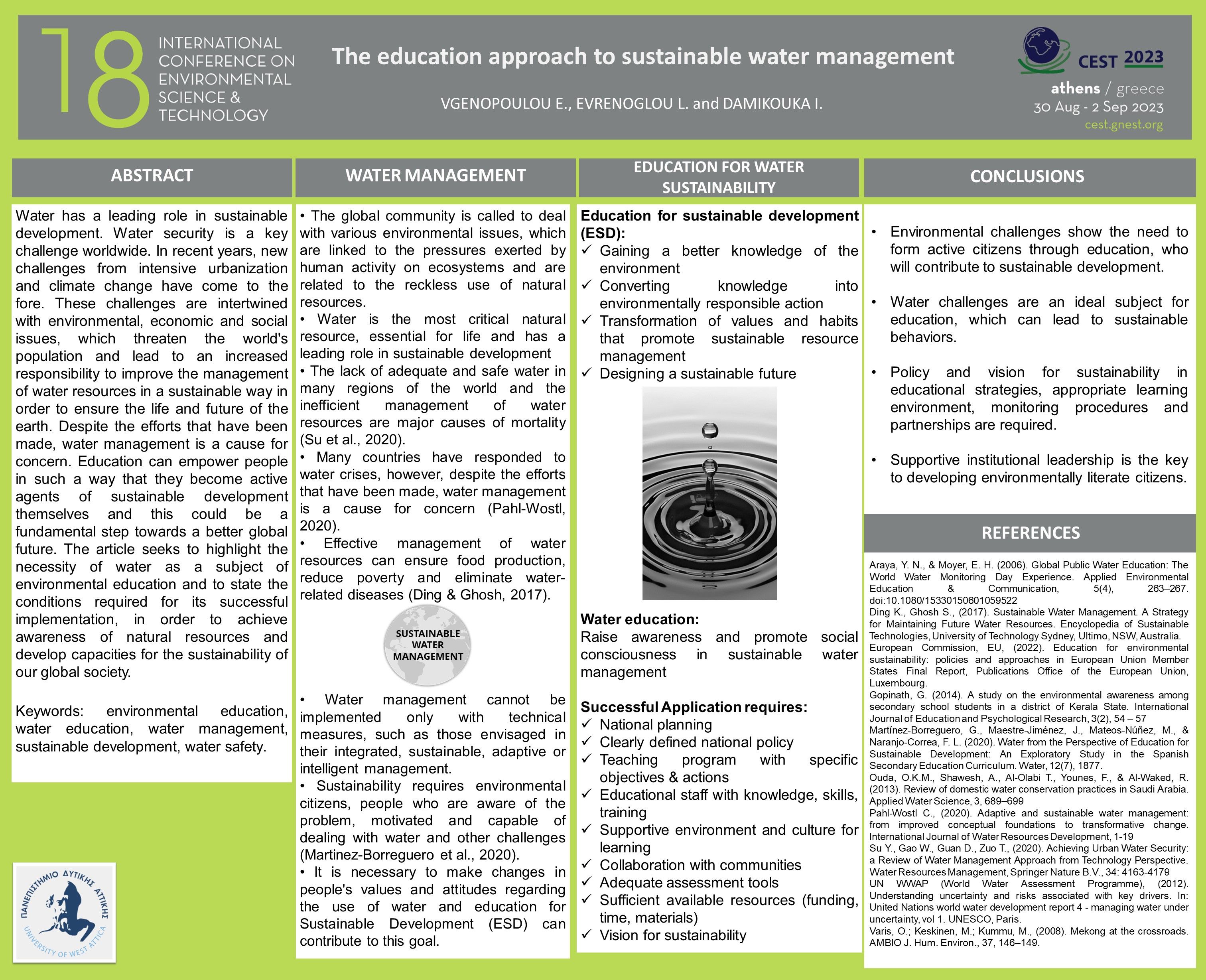 The education approach to sustainable water management