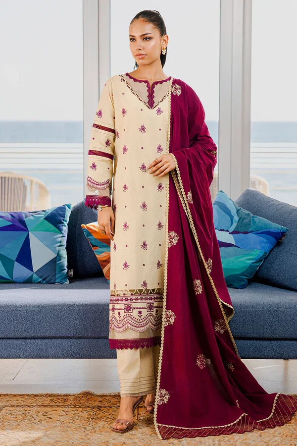 Zellbury Embroidered Shirt Shalwar Dupatta