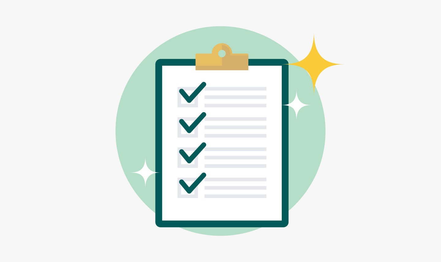 Complete checklist on a green clipboard