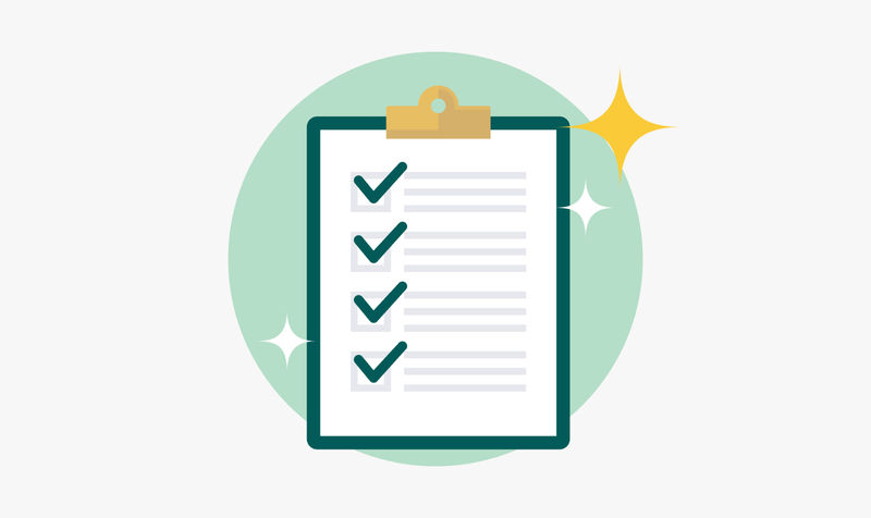 Complete checklist on a green clipboard