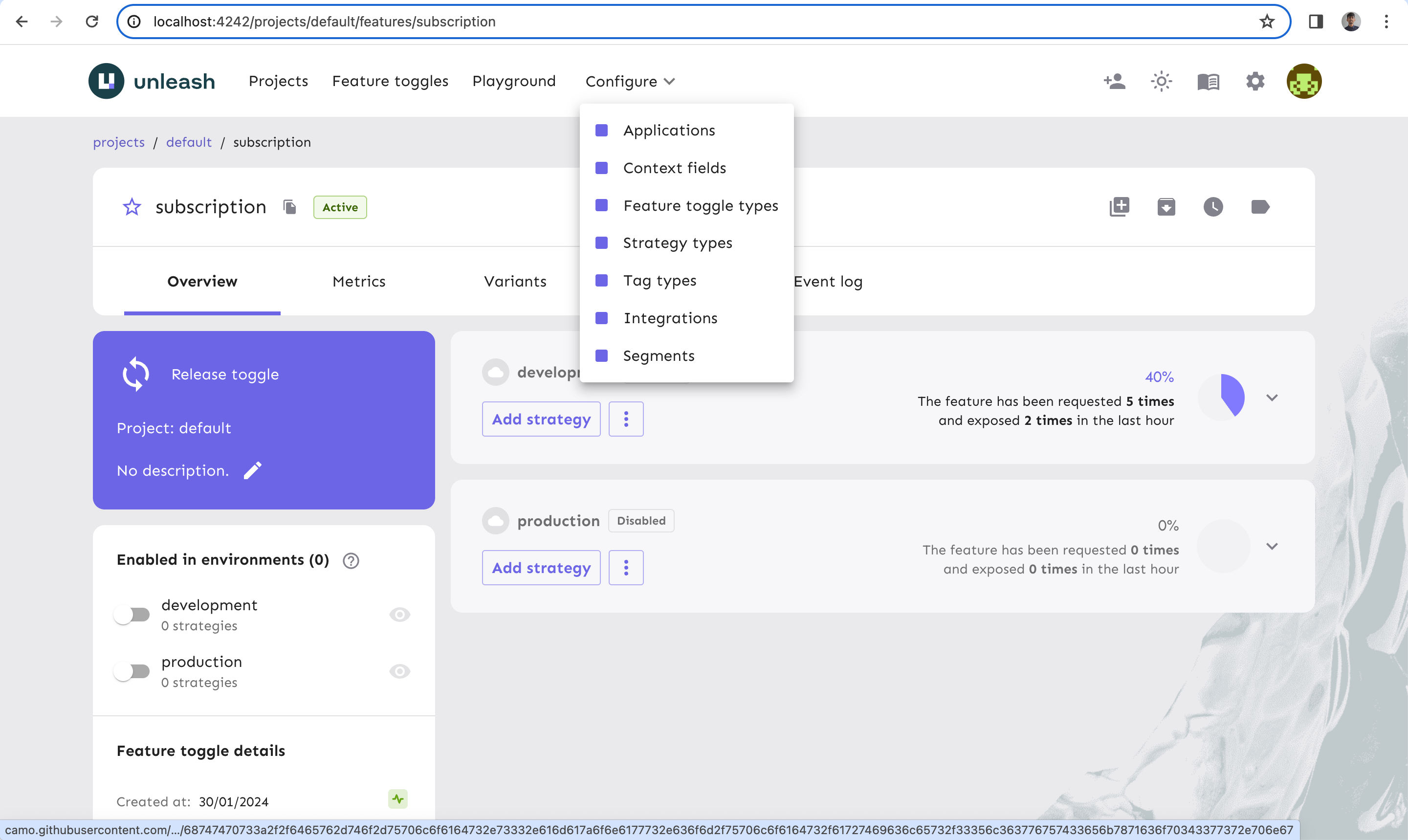 Configure in Navigation