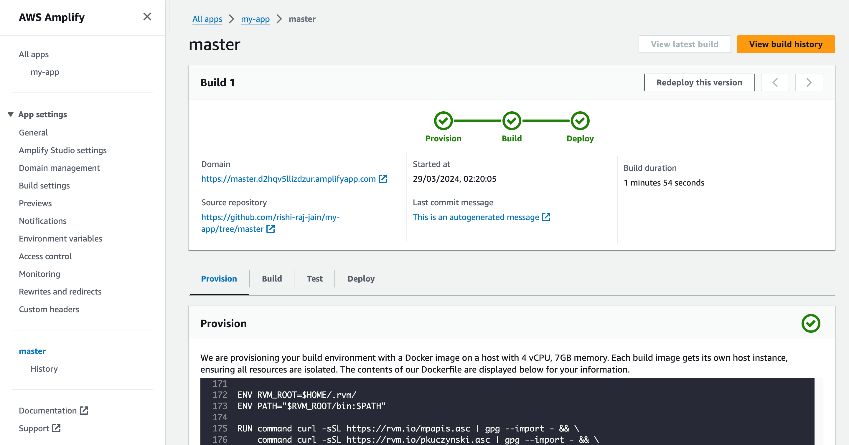 Grab Deployment URL in AWS Amplify