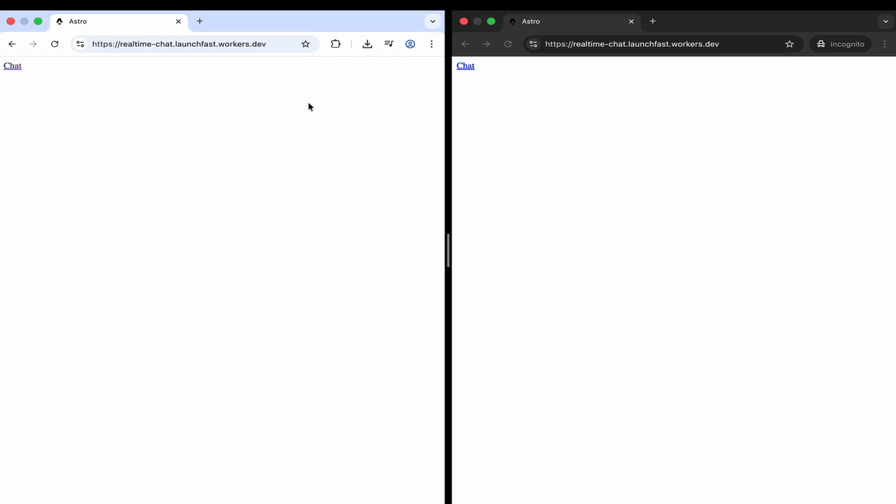 Demo of Real-Time Chat in Astro with Cloudflare Durable Objects