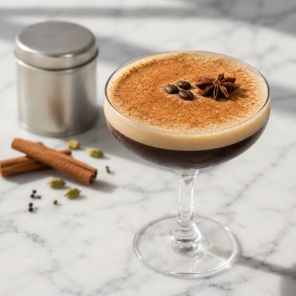Dirty Chai Espresso Martini drink recipe