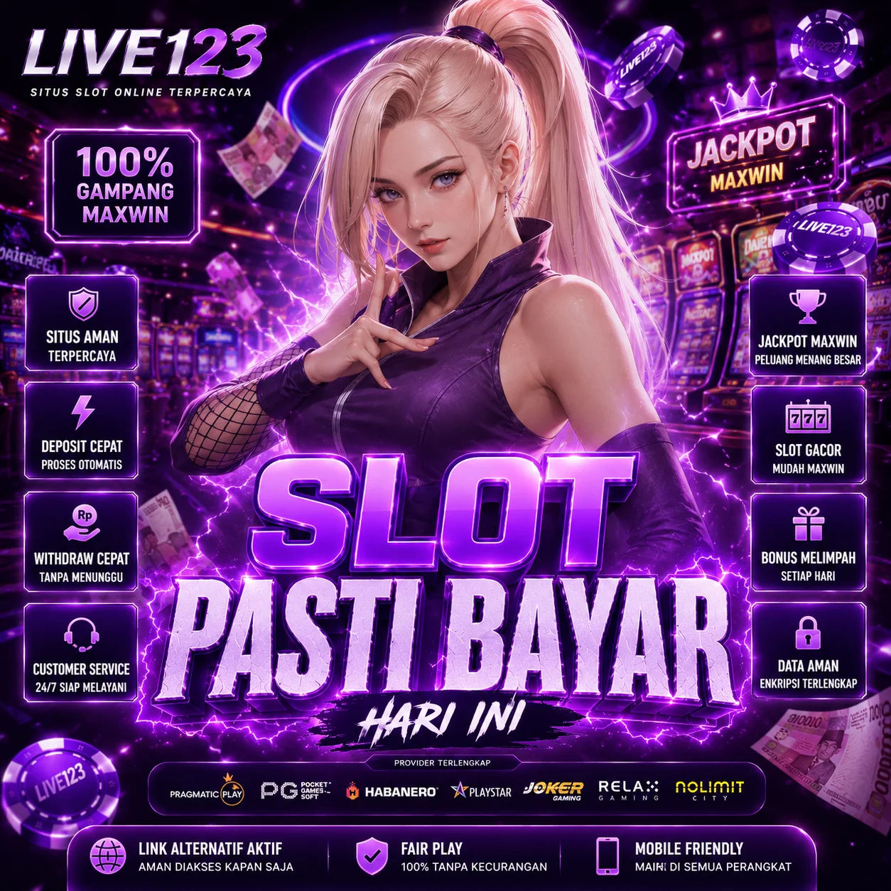 LIVE123 : Bandar Slot Online Terpercaya dengan Jackpot Maxwin Setiap Hari