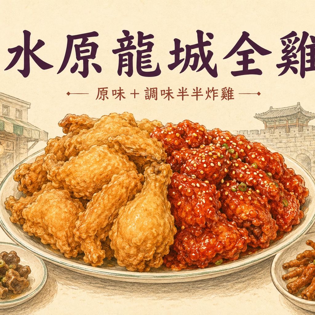 水原龍城全雞原味與調味半半炸雞