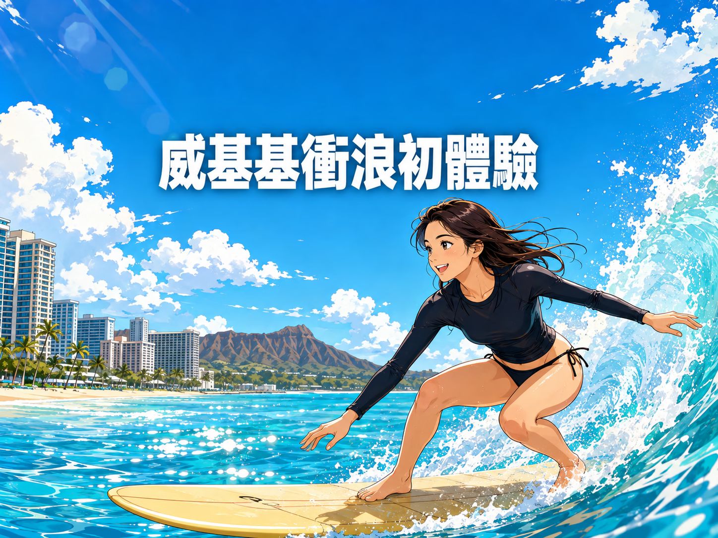 威基基衝浪初體驗在夏威夷海上成功站上衝浪板