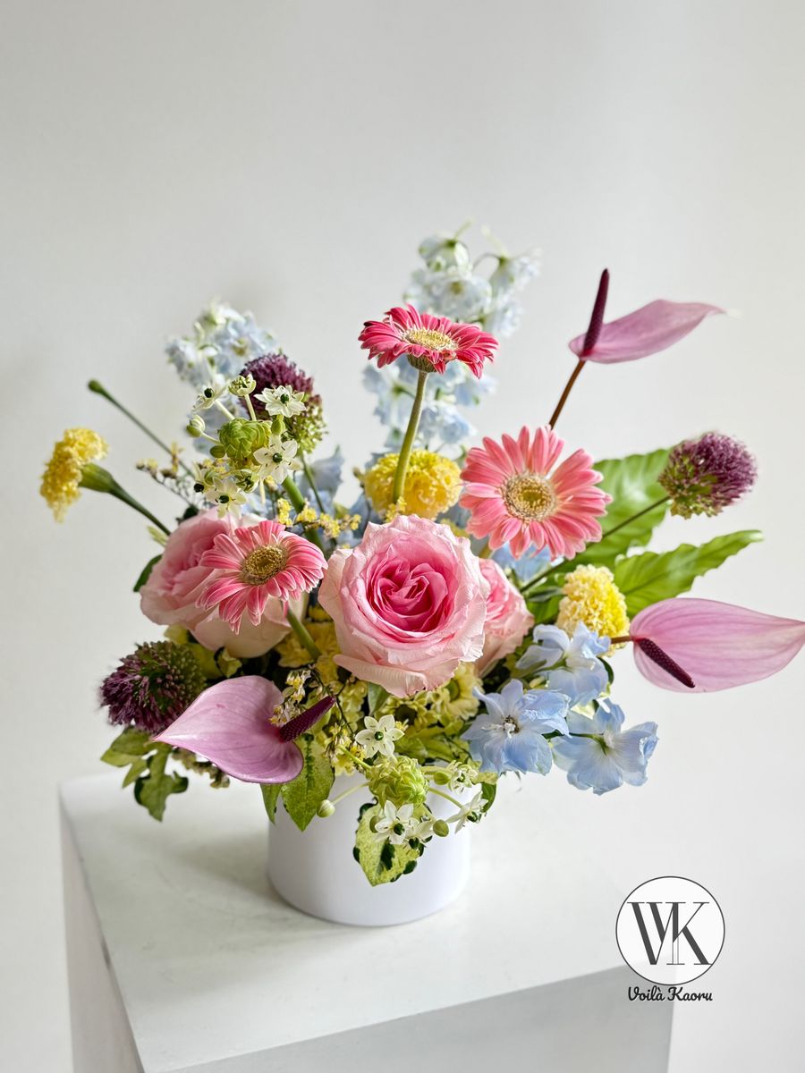 💐 商業花禮:浪漫派的圓形紙盒花藝收尾!(插花課日誌 #10) 2 IMG 3263