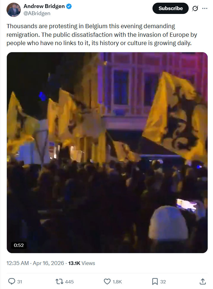 Andrew Bridgen: Thousands are protesting in Belgium…