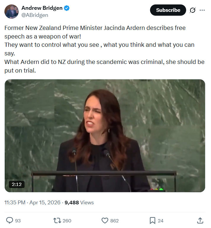 Andrew Bridgen: Former New Zealand Prime Minister Jacinda Ardern…