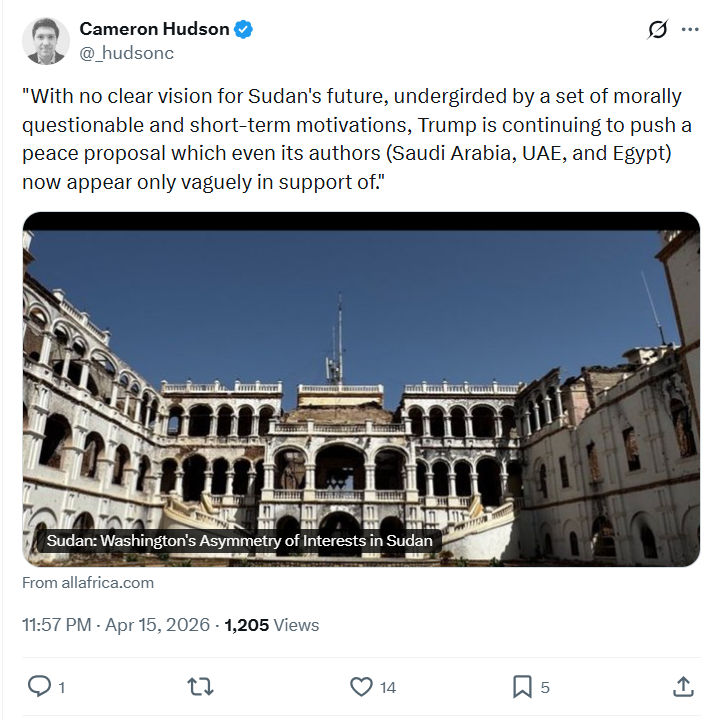 Cameron Hudson: With no clear vision for Sudan's future…