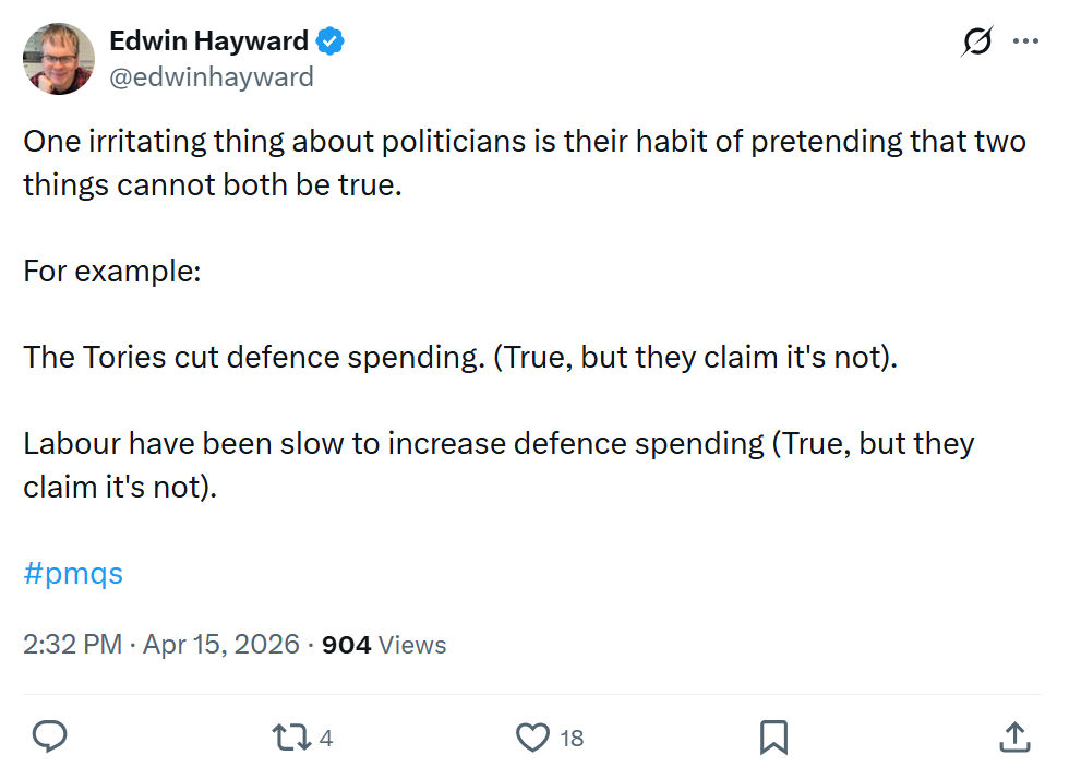 Edwin Hayward: One irritating thing about politicians…
