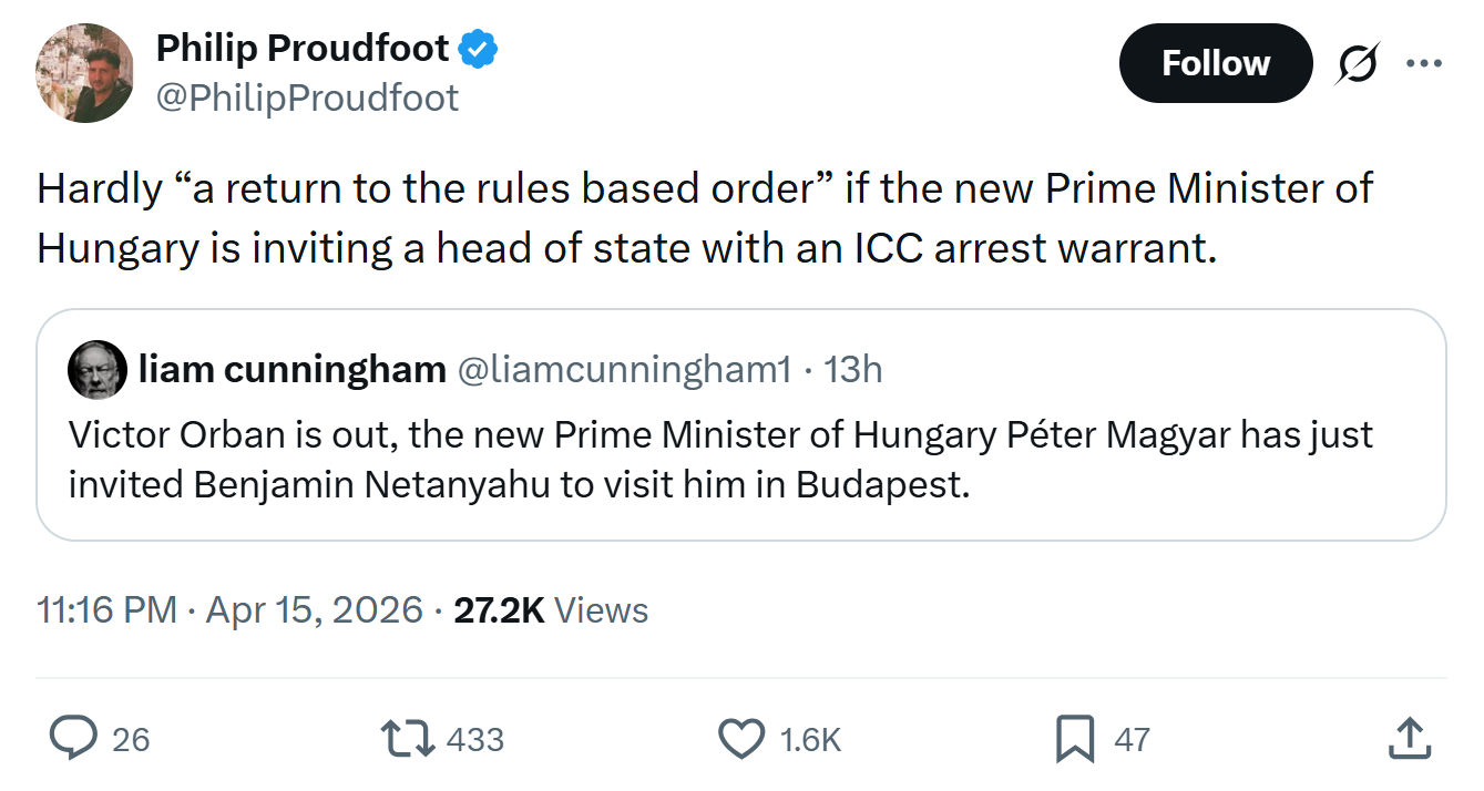 Philip Proudfoot: Hardly “a return to the rules based order”…