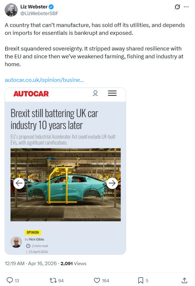 Liz Webster: A country that can’t manufacture…