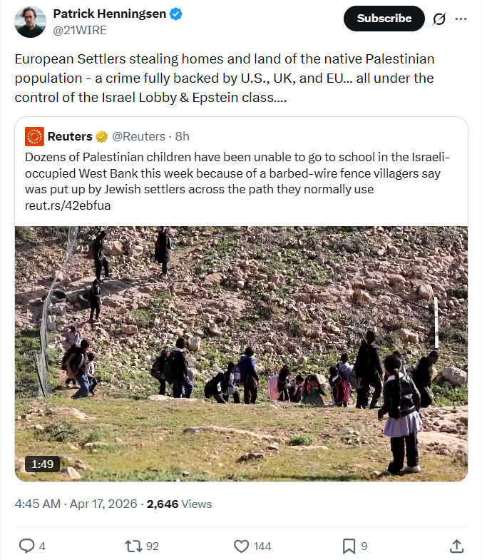 Patrick Henningsen: European Settlers stealing homes…