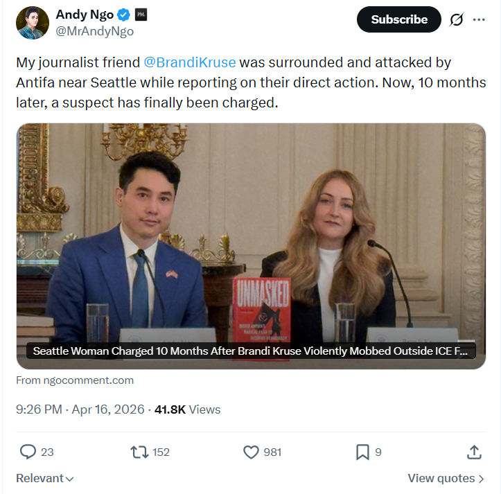Andy Ngo: My journalist friend  @BrandiKruse…