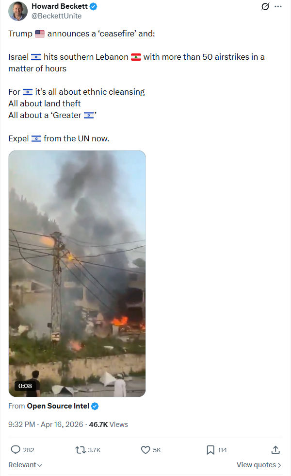 Howard Beckett: Trump 🇺🇸 announces a ‘ceasefire’ and…