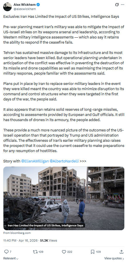 Alex Wickham: Exclusive: Iran Has Limited the Impact…