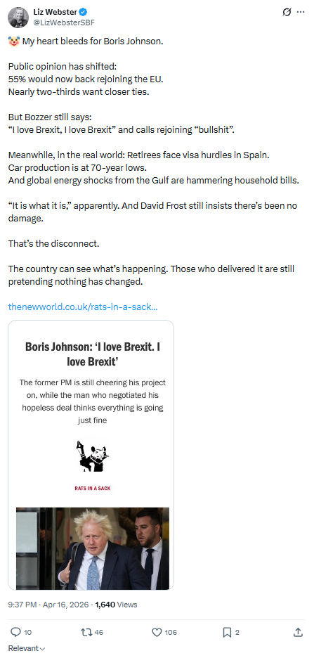 Liz Webster: My heart bleeds for Boris Johnson…