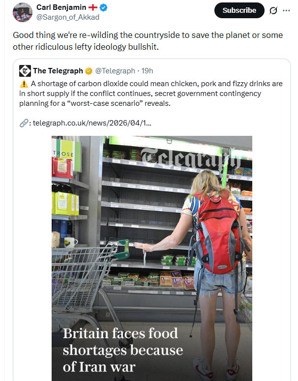 Carl Benjamin: Good thing we're re-wilding the countryside…