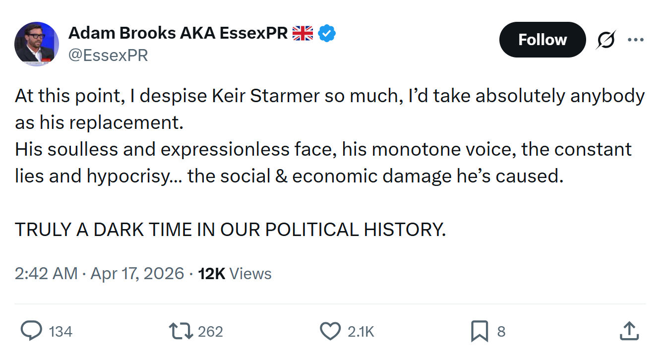 Adam Brooks: At this point, I despise Keir Starmer…