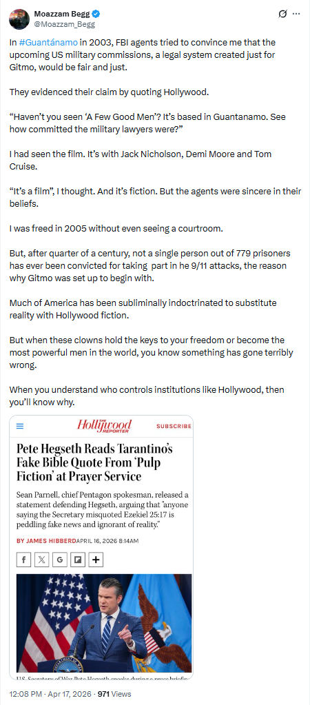 Moazzam Begg: In #Guantánamo in 2003…