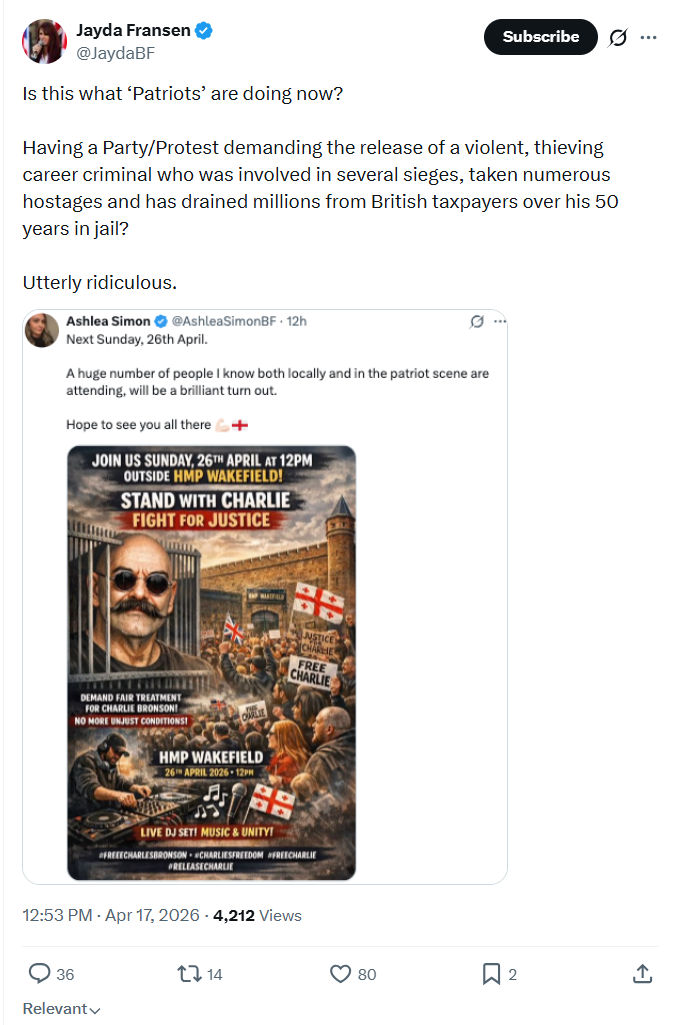 Jayda Fransen: Is this what ‘Patriots’ are doing now?…