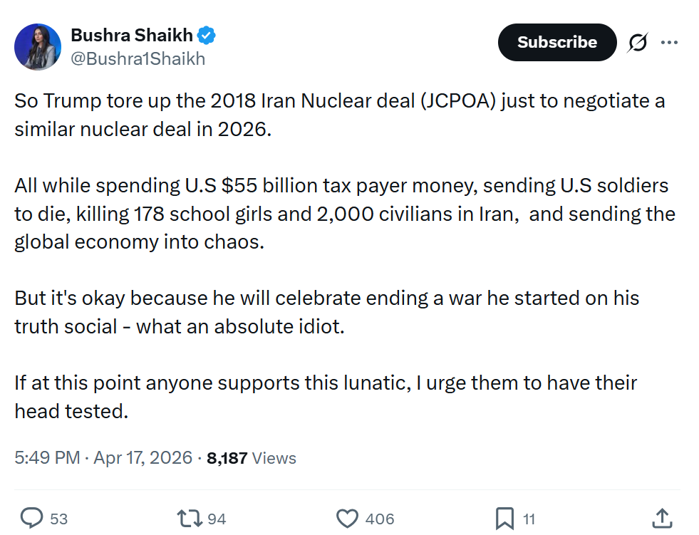 Bushra Shaikh: So Trump tore up the 2018 Iran Nuclear deal…