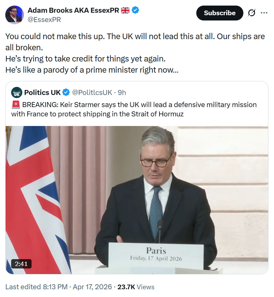 Adam Brooks: You could not make this up…