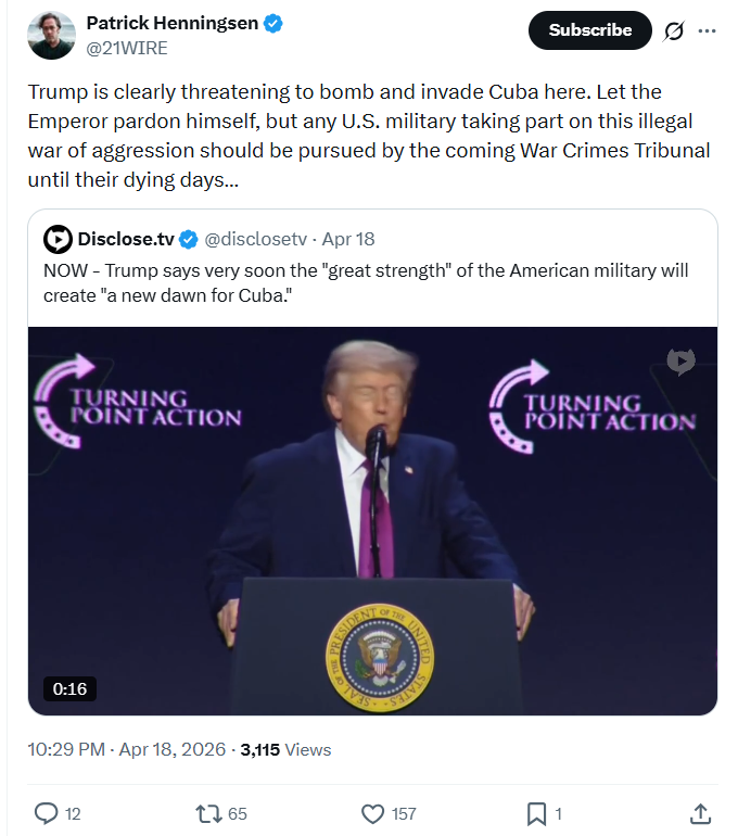 Patrick Henningsen: Trump is clearly threatening to bomb…