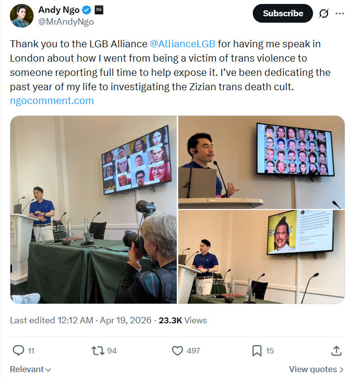Andy Ngo: Thank you to the LGB Alliance …