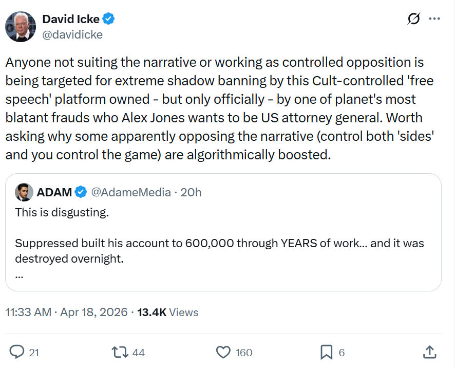 David Icke: Anyone not suiting the narrative…