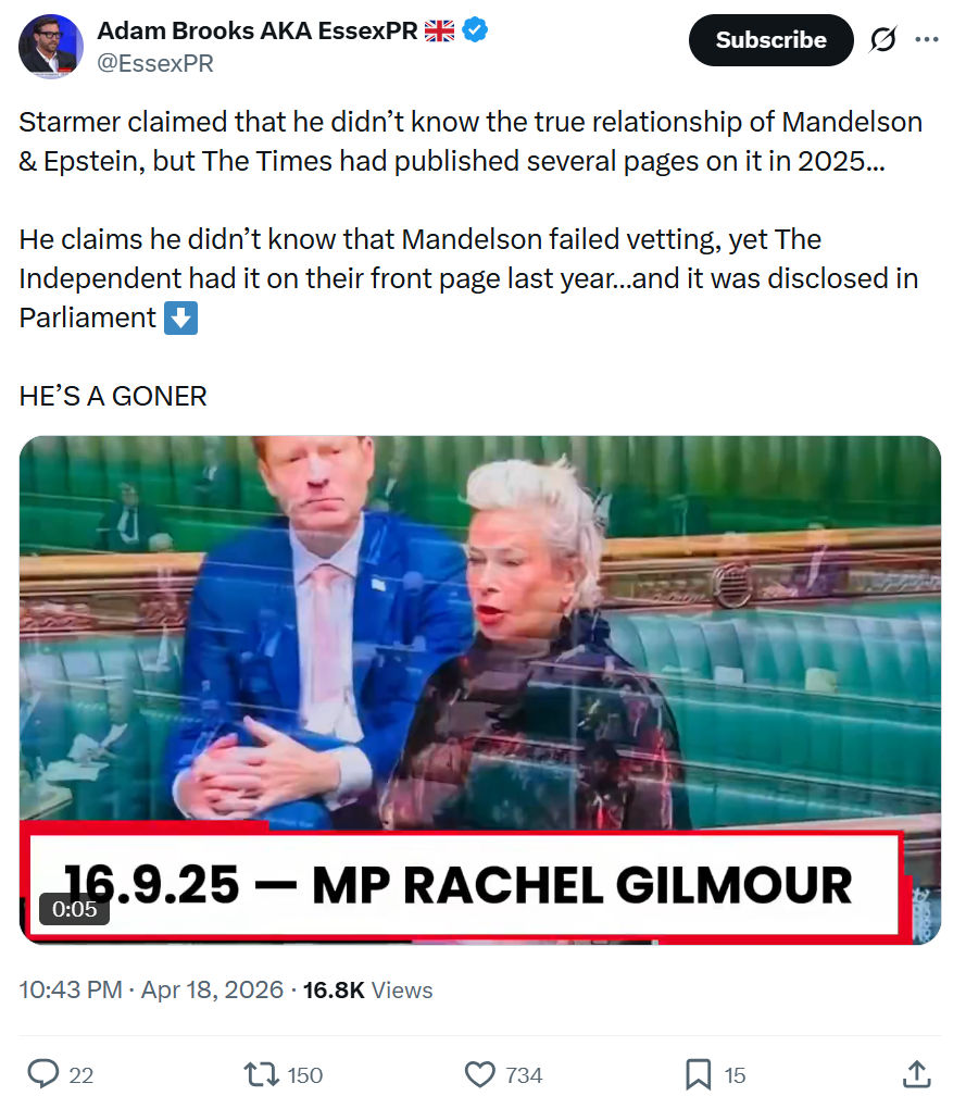 Adam Brooks: Starmer claimed that he didn’t know…