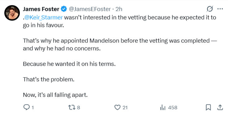 James Foster: . @Keir_Starmer  wasn’t interested…