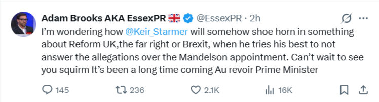 Adam Brooks: I’m wondering how  @Keir_Starmer  will…