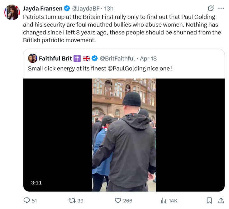 Jayda Fransen: Patriots turn up at the Britain First rally…